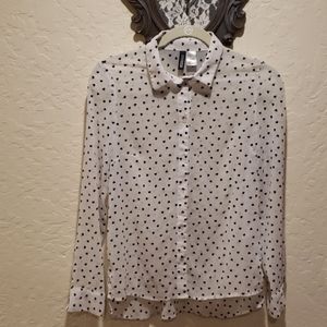 Heart print long sleeve blouse